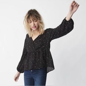 POPSUGAR Heart Print Babydoll Top Womens size XL Valentine’s Day Top Peasant